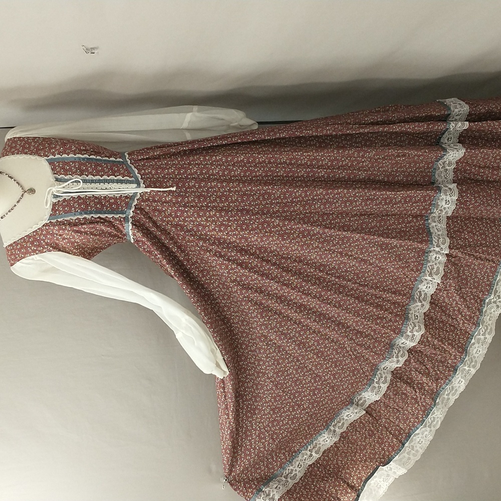 Vintage Gunne Sax Corset Laced Cotton Print Maxi Dress Exceptional Cond. SeeMeas - Picture 2 of 11